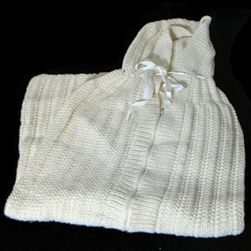 Vintage Baby Bunting, Doll, Lovely Knit Handiwork Zipper Front, Fresh & Pristine