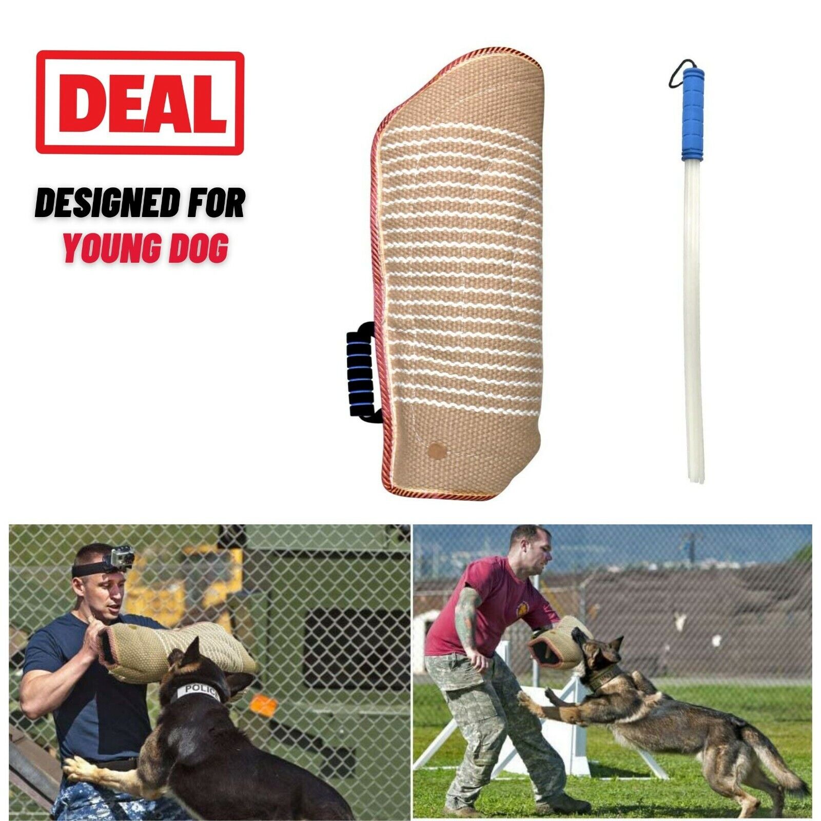 Dog Bite Training Protection Set Arm & Whip Stick Pitbull German Shepherd Puppy