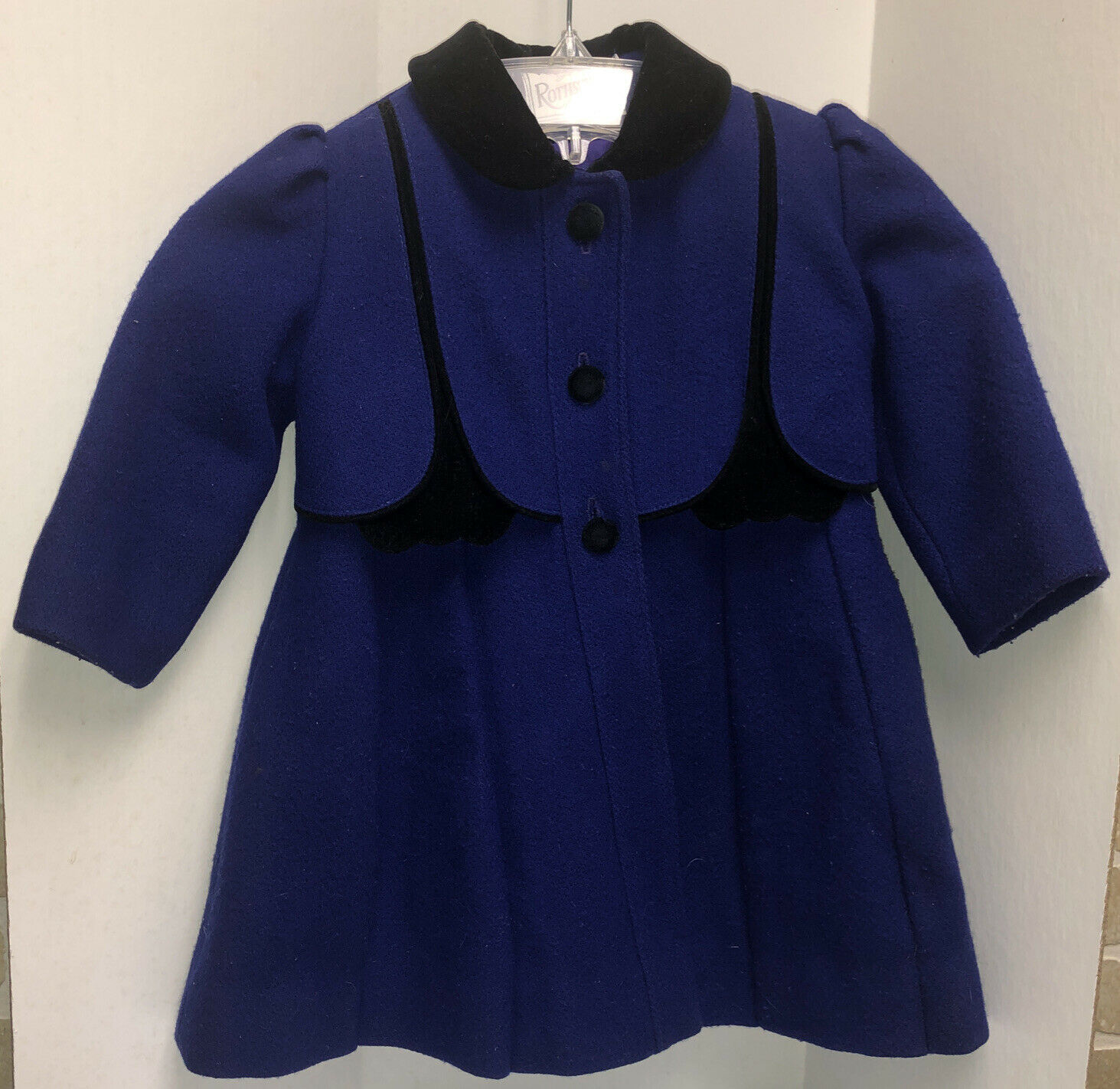 Rothschild 💯% Wool Dress Coat Jacket Purple Youth Girls Sz 3 Vtg Made In Usa