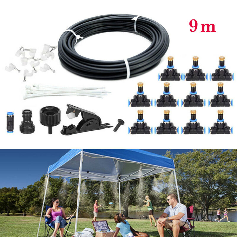 19.6ft/30ft/50ft Outdoor Misting Cooling System Garden Water Mister Nozzles Set