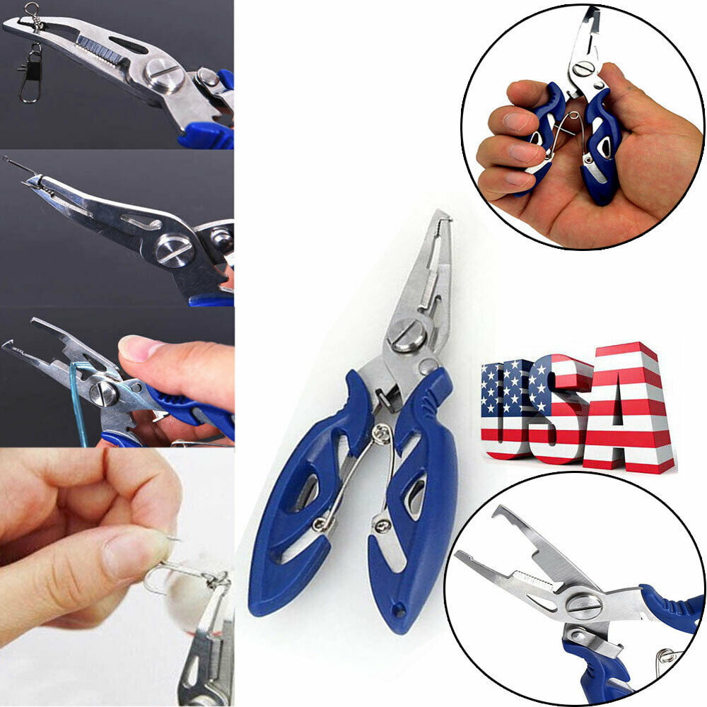 Fishing Pliers Saltwater Freshwater Hook Remover Line Cutter Stainless Steel New